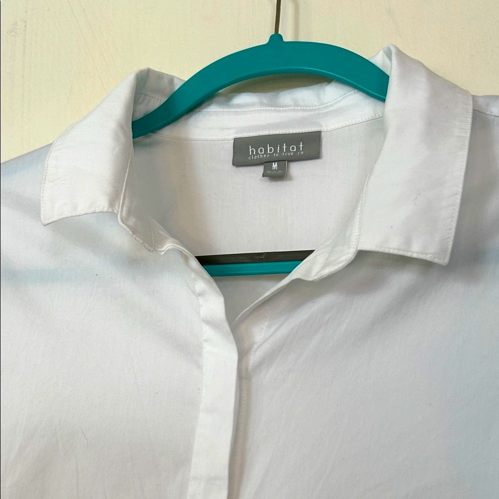 Habitat White Button Down Swing Blouse for Women SZ M - Picture 8 of 9